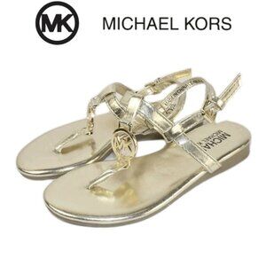 Michael Kors LIL MANDY Gold Thong T-Bar Sandals Toddler Girls Size 9